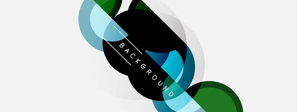 Abstract design features overlapping circles, dark hues contrast light back.. Stock Illustration