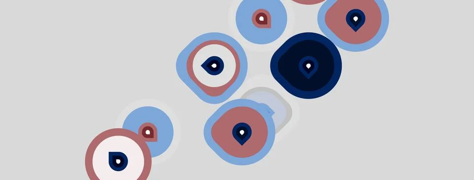 Abstract design features overlapping circles, varied sizes, pastel colors. Pi Stock Illustration