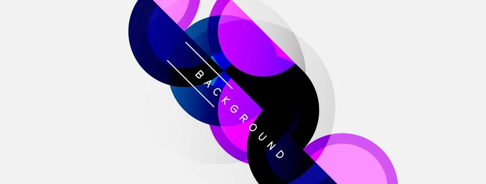 Abstract design features overlapping circles, vibrant colors, diagonal lines. 스톡 일러스트