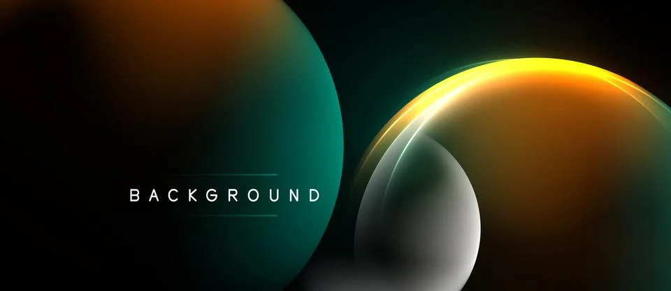 Abstract design features overlapping circles, gradients. Dark background 스톡 일러스트