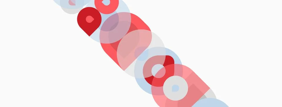 Abstract design features overlapping circles, varying shades red, pink, light イラスト素材