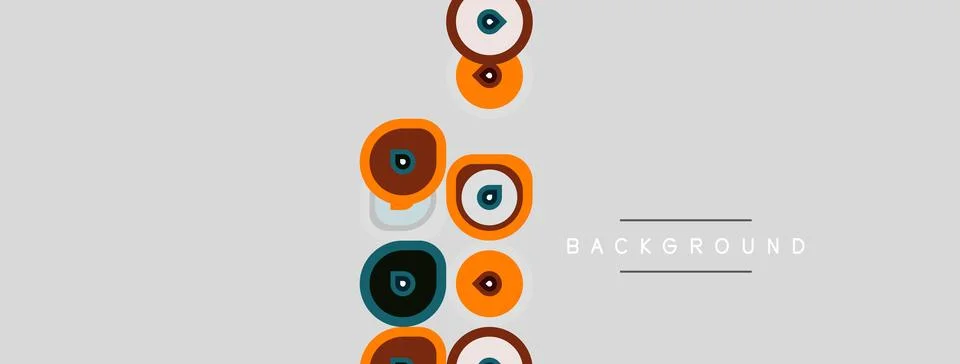 Abstract design features overlapping circles, warm tones, gray backdrop. イラスト素材