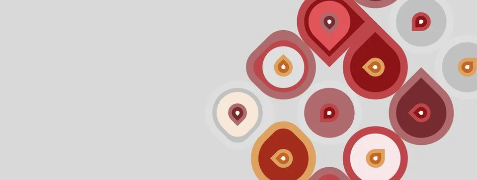 Abstract design features overlapping circles, warm colors, muted tones. Shape Illustrazione stock