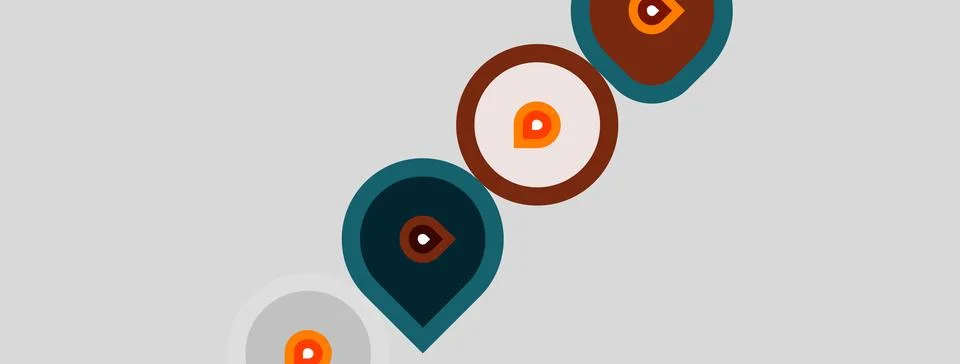 Abstract design features overlapping circles, varying sizes, muted colors. Stock Illustration