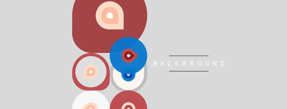 Abstract design features overlapping circles, muted colors, gray backdrop. イラスト素材