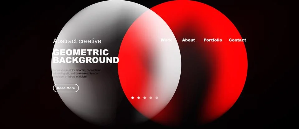 Abstract design features overlapping circles, red, white, black. Minimalist Stock Illustration