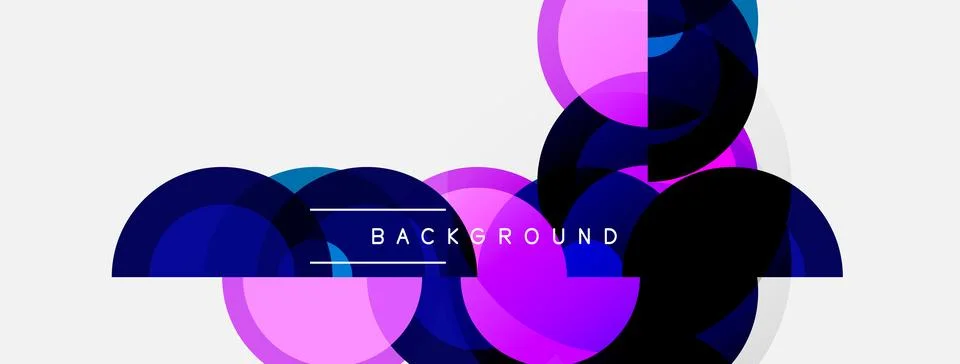 Abstract design features overlapping circles, purple, blue hues. Minimalist Stock Illustration