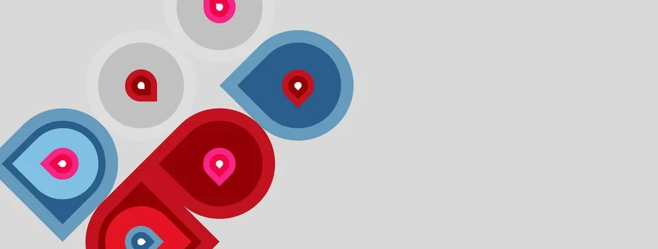 Abstract design features overlapping circles, red and blue hues. Minimalist Stock Illustration
