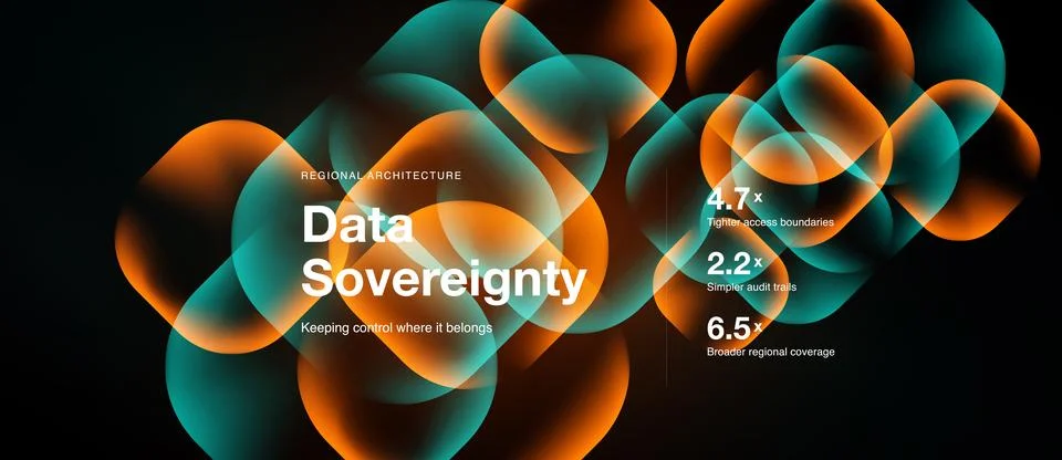 Abstract design features overlapping circles, text highlights data sovereignt Stock Illustration
