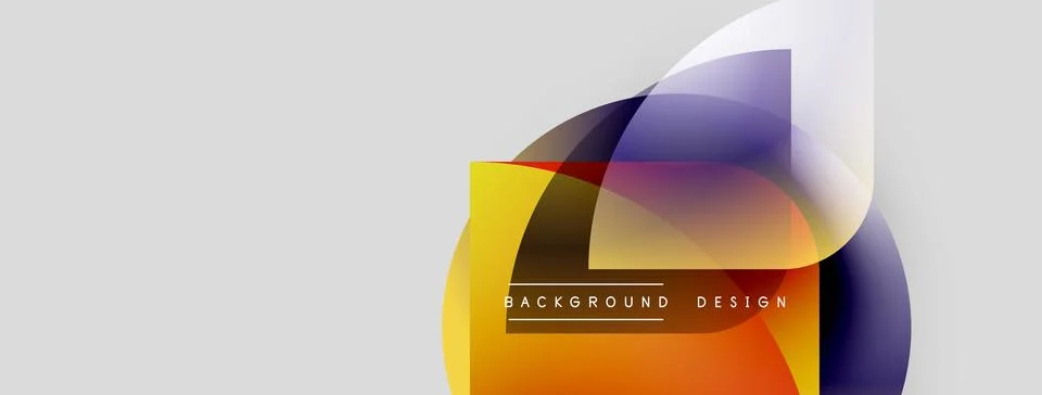 Abstract design features overlapping colorful shapes. Yellow, purple, blue hues 库存插图