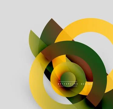 Abstract design features overlapping colorful circles, leaves. Gradient shades Stock Illustration