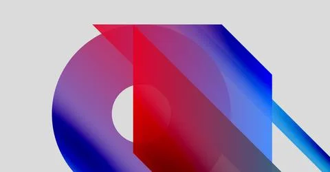 Abstract design features overlapping colorful shapes. Red, blue, purple 库存插图