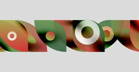 Abstract design features overlapping colorful shapes. Circles, rectangles blend Stockillustratie