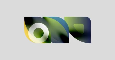 Abstract design features overlapping colorful shapes. Gradient hues create Stockillustratie