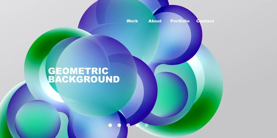 Abstract design features overlapping colorful circles. Text elements include Stock Illustration