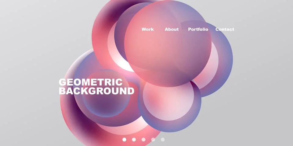 Abstract design features overlapping colorful shapes. Text includes geometric Stock Illustration