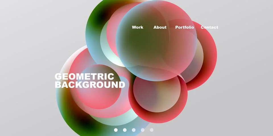 Abstract design features overlapping colorful circles. Text includes work, .. Stock Illustration
