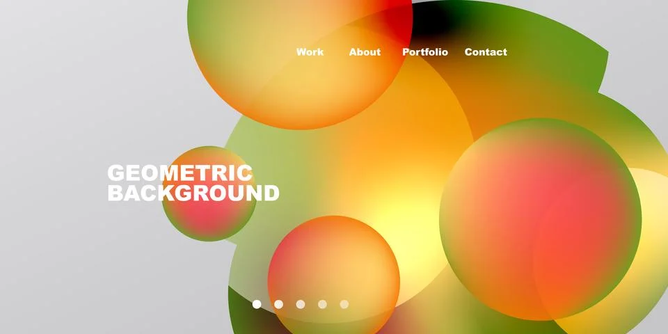 Abstract design features overlapping colorful circles. Text includes work, .. Stock Illustration