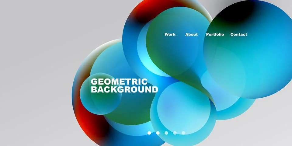 Abstract design features overlapping colorful circles. Text elements include Stock Illustration