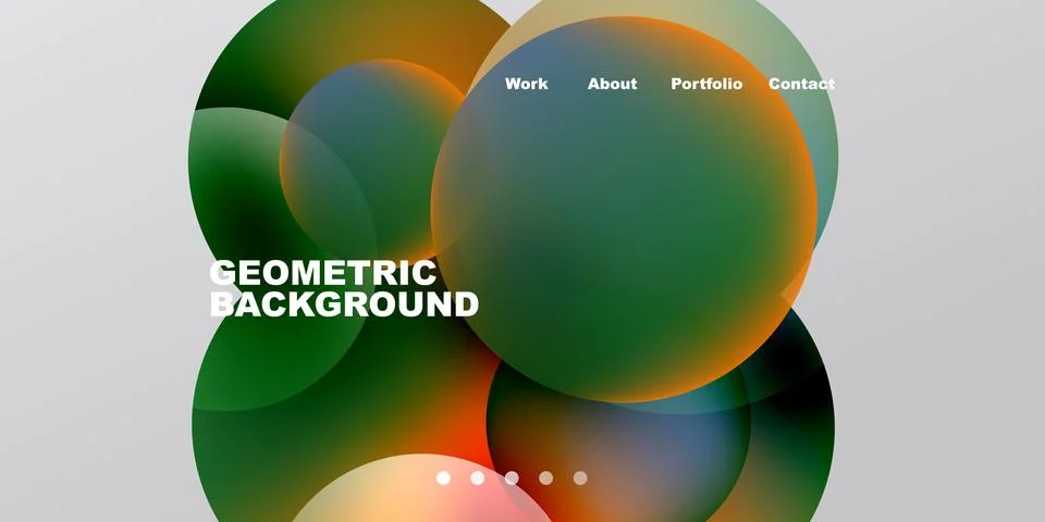 Abstract design features overlapping colorful circles. Text elements include Stock Illustration