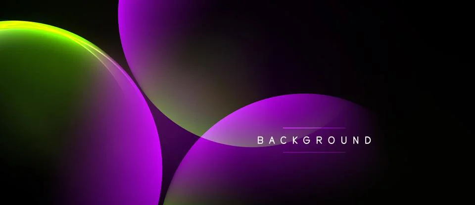 Abstract design features overlapping colorful circles. Gradient shades Stock Illustration
