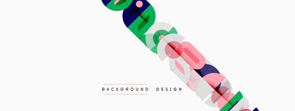 Abstract design features overlapping colorful text elements. Minimalist 库存插图