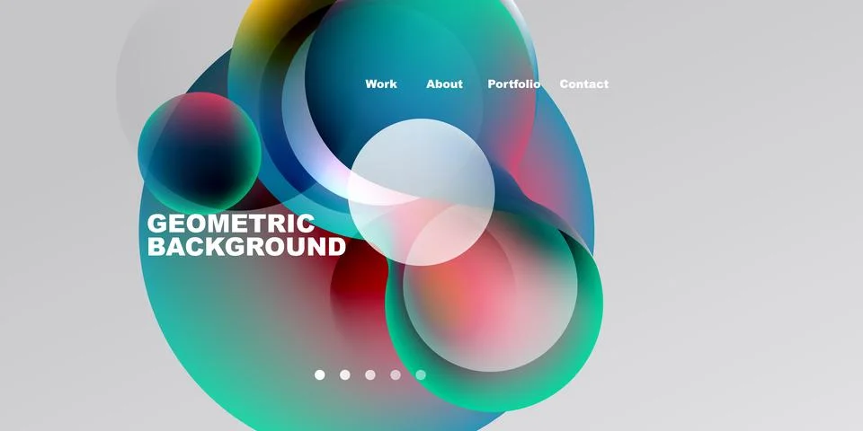 Abstract design features overlapping colorful circles, gradients, text elem.. 스톡 일러스트