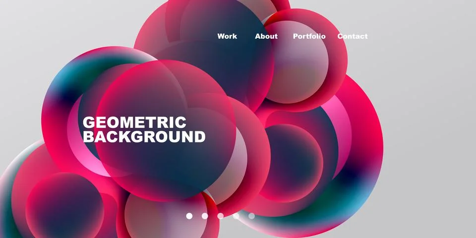 Abstract design features overlapping colorful circles. Gradient shades create Illustrazione stock
