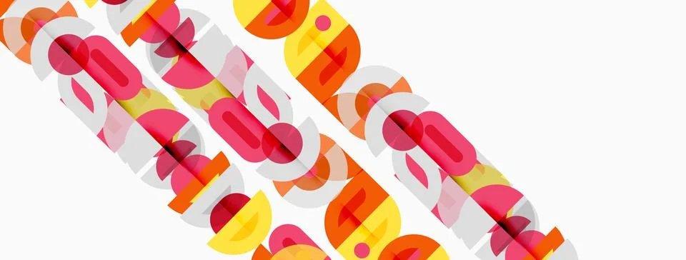 Abstract design features overlapping colorful text elements. Bright orange,.. Stock Illustration