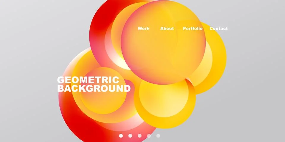 Abstract design features overlapping colorful circles. Text includes geometri Stockillustratie