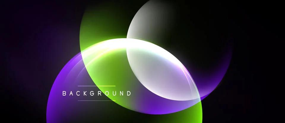 Abstract design features overlapping colorful circles. Gradient shades create Stock Illustration