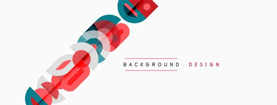 Abstract design features overlapping colorful shapes, text background design. Stock Illustration