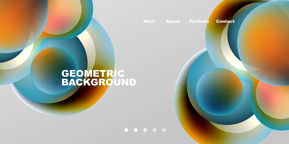 Abstract design features overlapping colorful circles. Gradient shades create Illustrazione stock