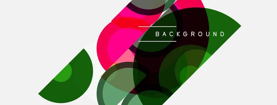 Abstract design features overlapping colorful circles, lines. Modern compos.. 스톡 일러스트