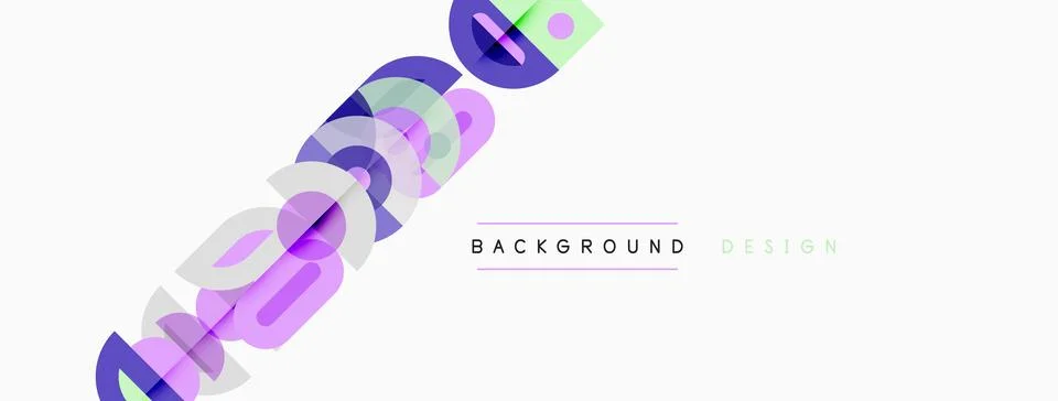 Abstract design features overlapping colorful shapes. Minimalist aesthetic wi Stock Illustration