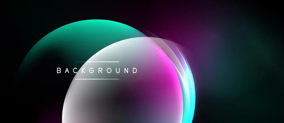 Abstract design features overlapping colorful circles. Gradient shades blend Ilustración de archivo