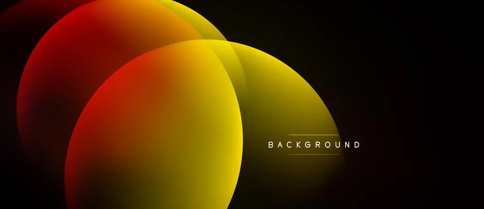 Abstract design features overlapping colorful circles. Gradient shades create Ilustración de archivo