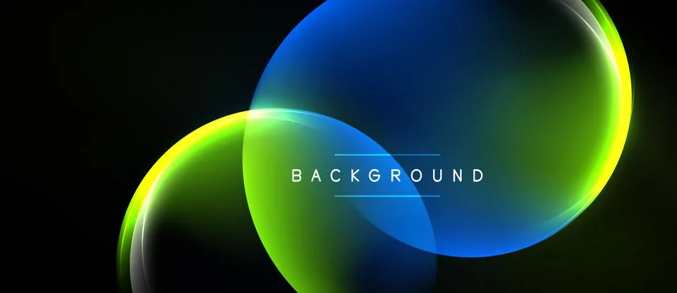 Abstract design features overlapping colorful circles. Gradient shades blend Ilustración de archivo