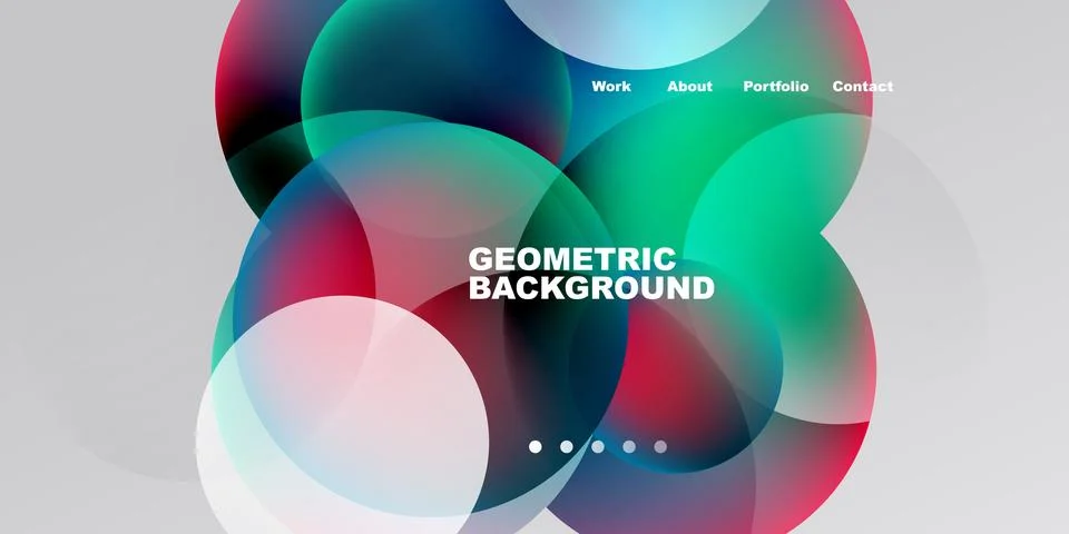 Abstract design features overlapping colorful circles. Text includes Geometri Stock Illustration