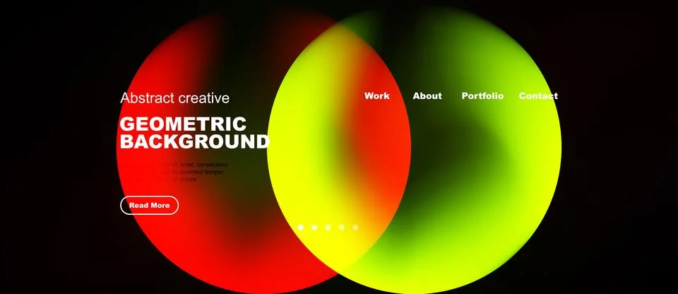 Abstract design features overlapping colorful circles. Text elements include 스톡 일러스트