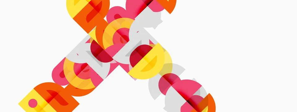 Abstract design features overlapping colorful circles, forming text. Bright Stock Illustration