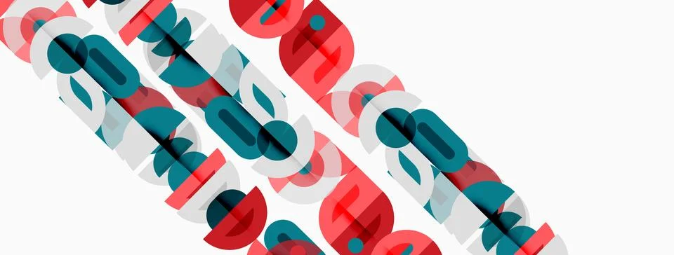 Abstract design features overlapping colorful letterforms. Diagonal arrangeme Illustrazione stock