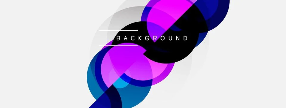 Abstract design features overlapping colorful circles, white lines, dark text 스톡 일러스트