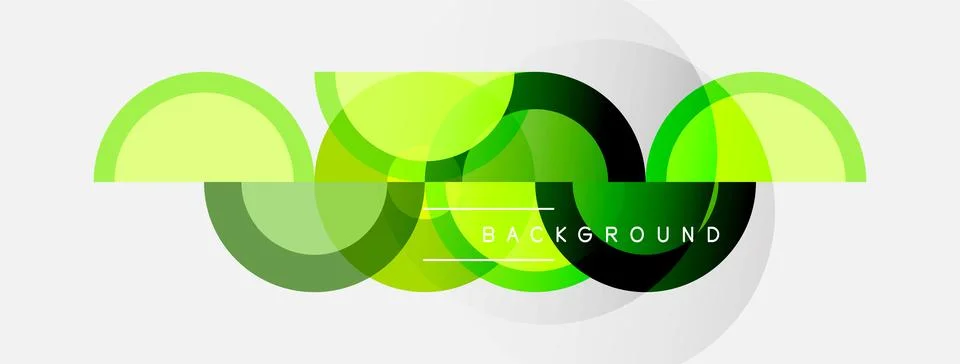 Abstract design features overlapping colorful arcs. Gradient shades create Illustrazione stock