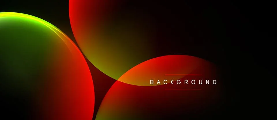 Abstract design features overlapping colorful shapes. Gradient blends create Illustrazione stock