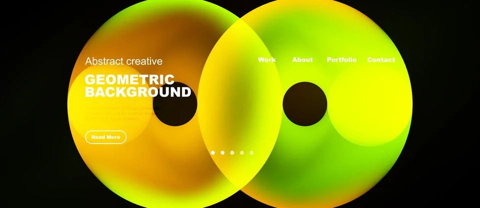Abstract design features overlapping colorful circles. Text elements include 스톡 일러스트