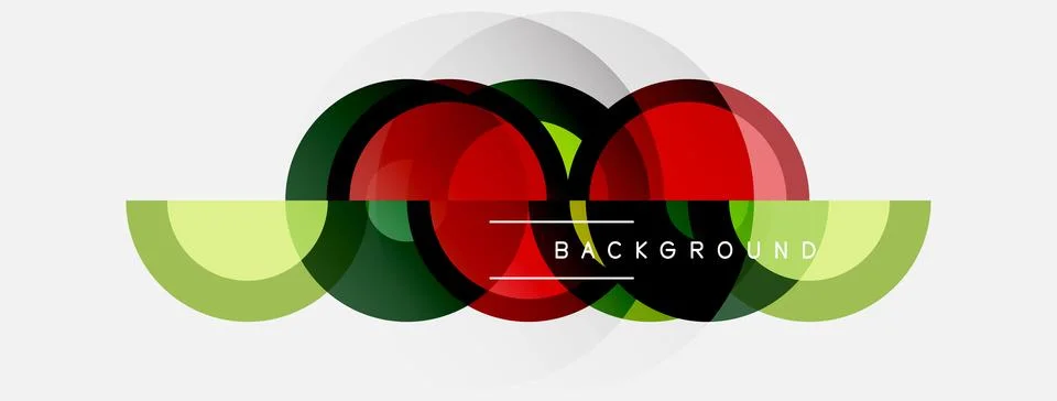 Abstract design features overlapping colorful circles. Minimalist composition Stock Illustration