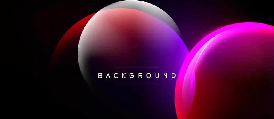Abstract design features overlapping colorful spheres. Gradient shades Stock Illustration