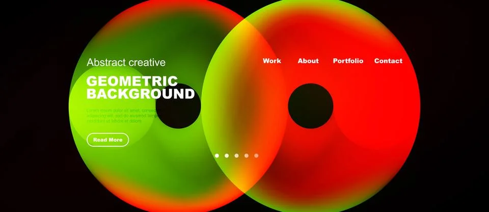 Abstract design features overlapping colorful circles. Text elements present Ilustración de archivo