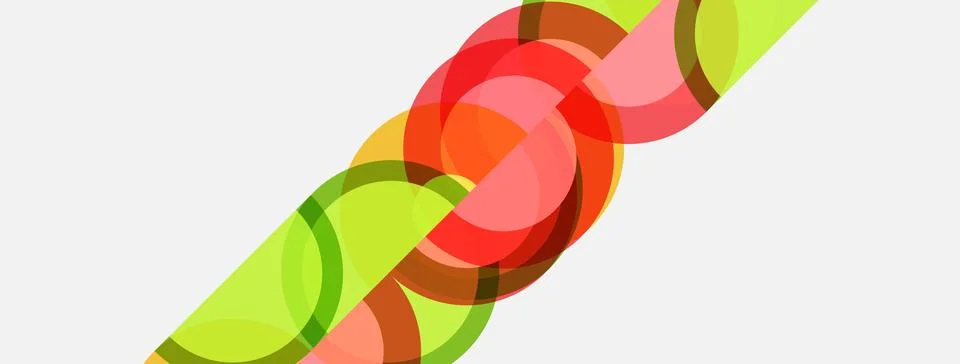 Abstract design features overlapping colorful circles. Gradient shades create Stock Illustration